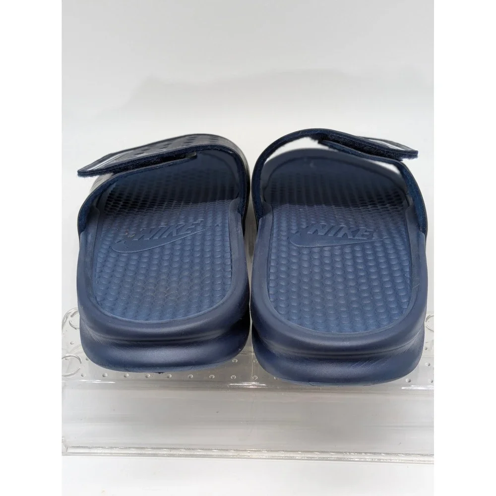 Nike Benassi JDI Men's Slide Sandals Navy Blue White Logo Size 9 Adj Strap